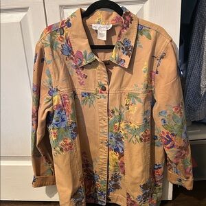Susan Graver Floral Multicolor Jean Jacket